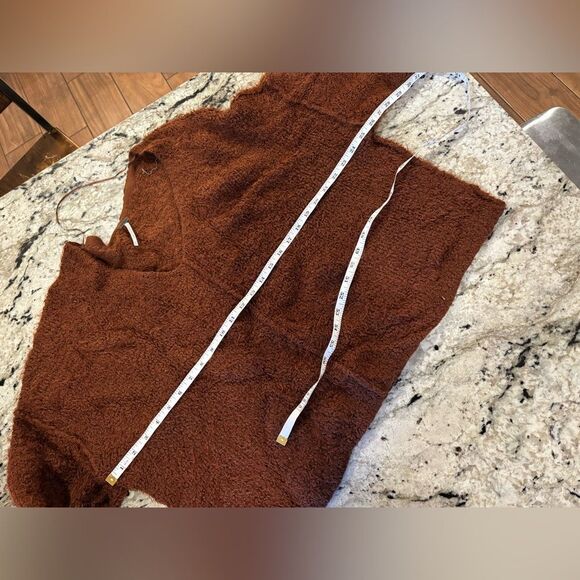 Free People Oversized Brown Icing Soft Fuzzy V-Neck - Picture 7 of 8